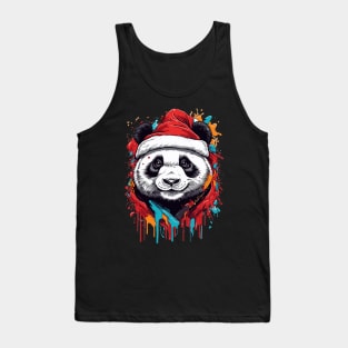 Panda Christmas with Santa Hat Tank Top